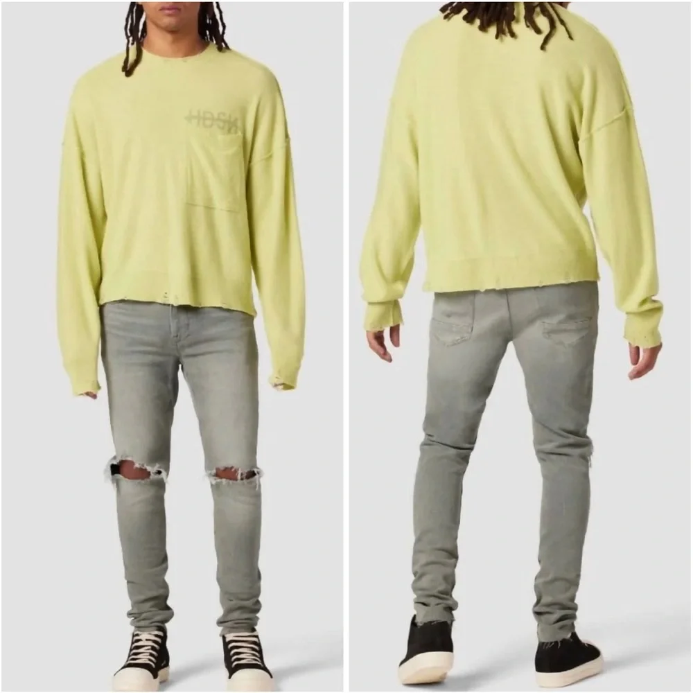 👒Hudson Jeans Men's Ripped Light Gray Zack Skinny DK concrete Jeans size 42 NWT
